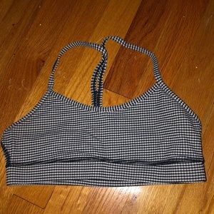 Blue and white lululemon sports bra